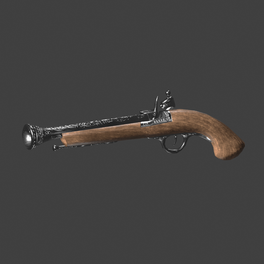 Pirate Gun - 3d model with animation & PBR textures - FullSpectrum 3D